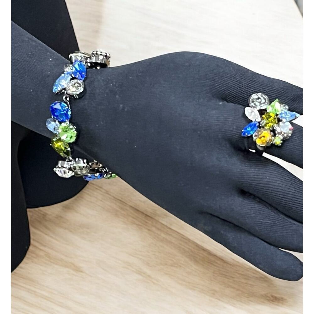 Coach Poppy Limited Edition Swarovski Crystal Bracelet & Matching Ring - Size 7 - Picture 1 of 13